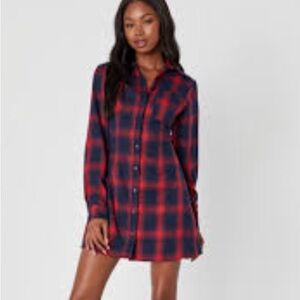 Plaid Red and Blue Mini Dress
